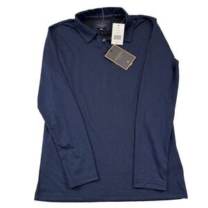 Marc Asher NWT Small Men's Long Sleeve Polo Dark Navy Blue Light Weight